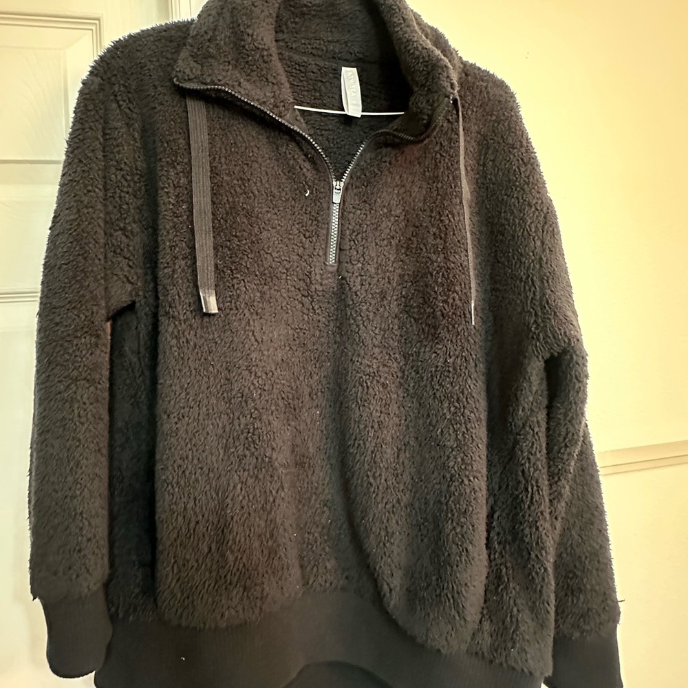 Athleta Black Talus Sherpa Quarter Zip